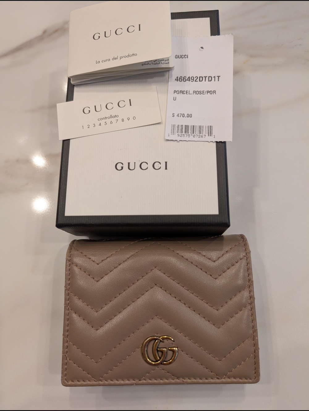 Gucci Marmont Chevron Matelassé Small Wallet - Porcelain Rose